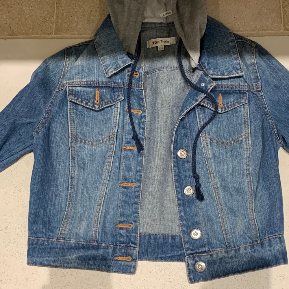 Hooded Denim Jacket by Miss Posh